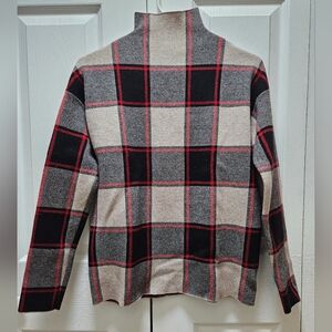 Rachel Zoe Womens Plaid Mock Turtleneck Knit Sweater Black, Gray, Red, Tan Small